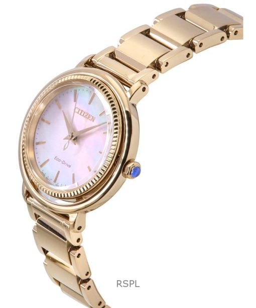 Citizen L Eco-Drive Rose Gold Tone Stainless Steel Mother of Pearl Dial EM1103-86Y Women's Watch