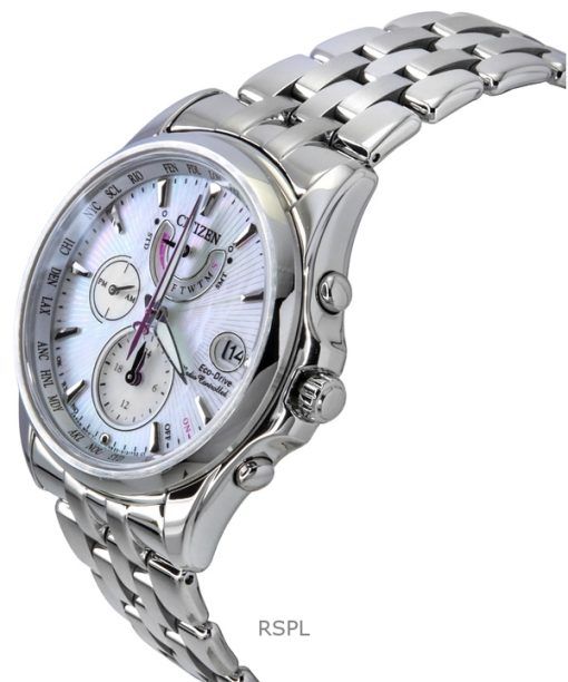 Citizen Radio Controlled Stainless Steel Mother Of Pearl Dial Eco-Drive FC0010-55D 100M Women's Watch