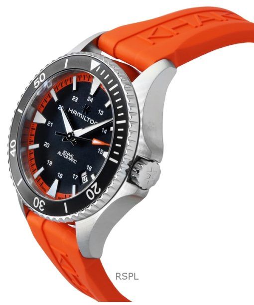 Hamilton Khaki Navy Scuba Orange Rubber Strap Black Dial Automatic H82395331 100M Men's Watch