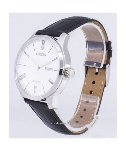 Refurbished Citizen Analog Leather Strap White Dial Automatic NH8350-08A Men's Watch