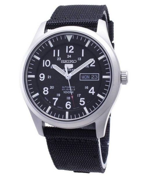 Refurbished Seiko 5 Sports Nylon Strap Black Dial Automatic SNZG15J1 100M Men's Watch