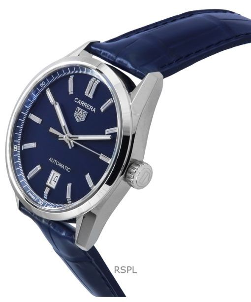 Tag Heuer Carrera Date Leather Strap Blue Dial Automatic WBN2112.FC6504 100M Men's Watch