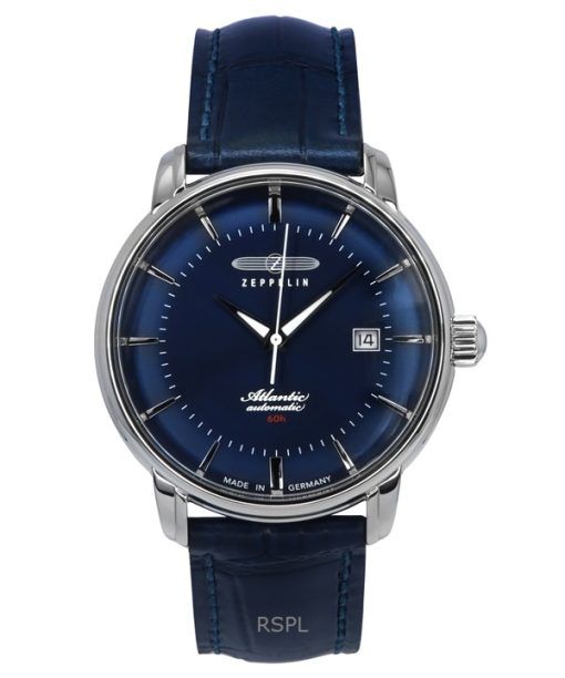 Zeppelin Atlantic Leather Strap Blue Dial Automatic 84603 Men's Watch