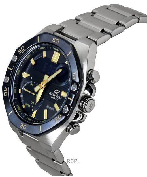 Casio Edifice Analog Digital Smartphone Link Stainless Steel Black Dial Quartz ECB-10DB-1A9 100M Men's Watch