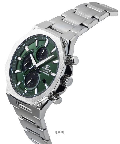 Casio Edifice Slim Line Analog Chronograph Stainless Steel Green Dial Solar EFS-S570D-3A 100M Men's Watch