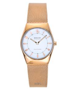 Skagen Grenen Lille Rose Gold Tone Stainless Steel White Dial Solar SKW3078 Women's Watch