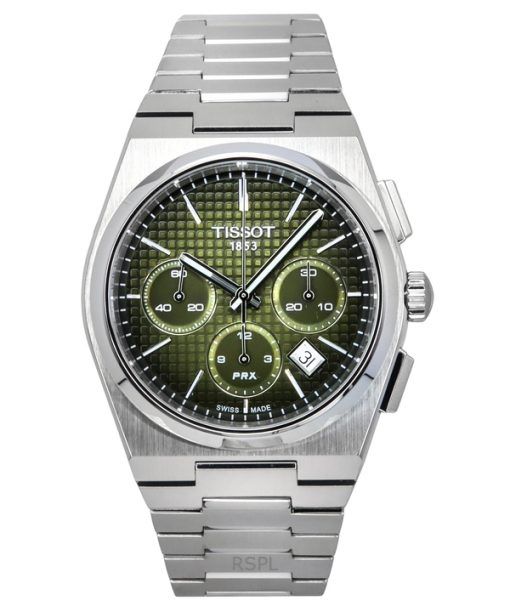 Tissot PRX Chronograph Stainless Steel Green Dial Automatic T137.427.11.091.00 100M Men's Watch