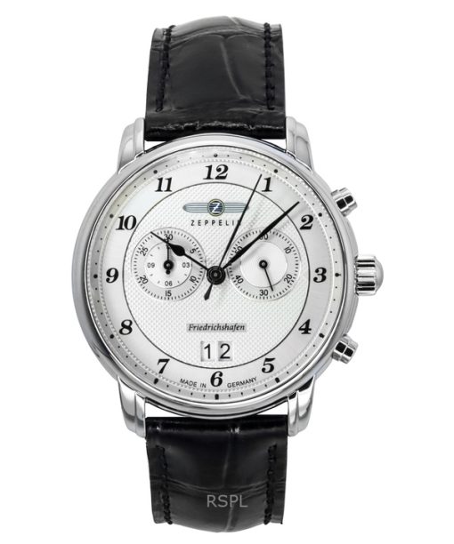 Zeppelin Friedrichshafen Leather Strap Silver Dial Quartz 85844 Men's Watch