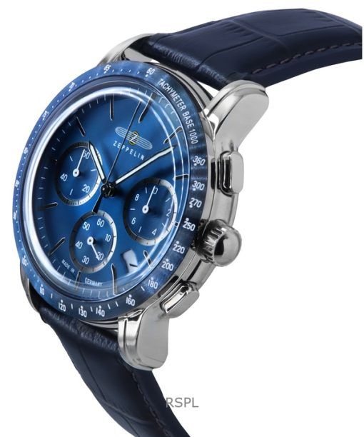 Zeppelin New York Chronograph Leather Strap Blue Dial Quartz 88783 Men's Watch