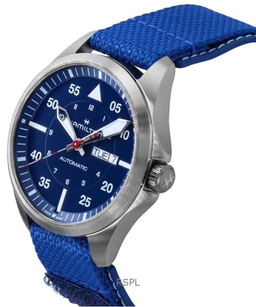 Hamilton Khaki Aviation Pilot Air-Glaciers Edition Textile Strap Blue Dial Automatic H64655941 100M Men's Watch