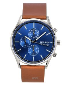 Skagen Holst Chronograph Leather Strap Blue Dial Quartz SKW6916 Men's Watch