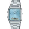 Refurbished Casio Vintage Analog Digital Stainless Steel Turquoise Dial Quartz AQ-230A-2A1 Unisex Watch